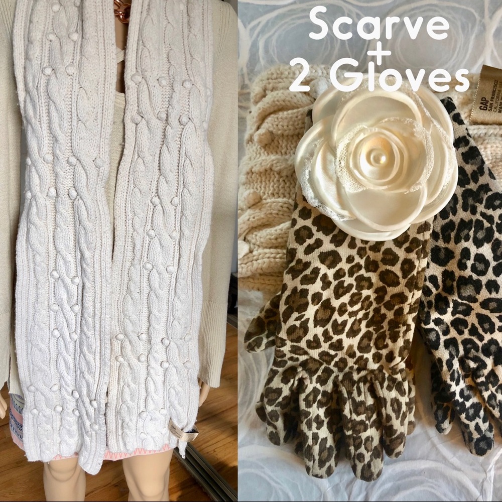 Bundle of Scarve and two animal print gloves